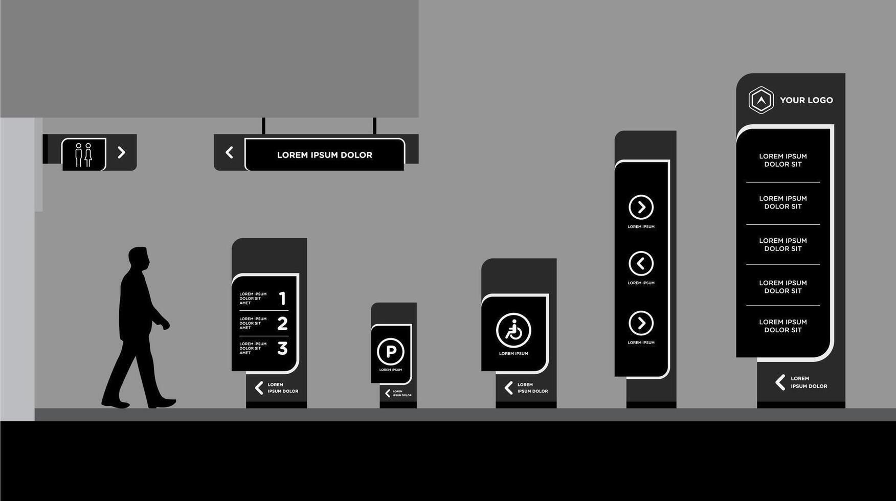 Tower display advertising on gray color background template vector