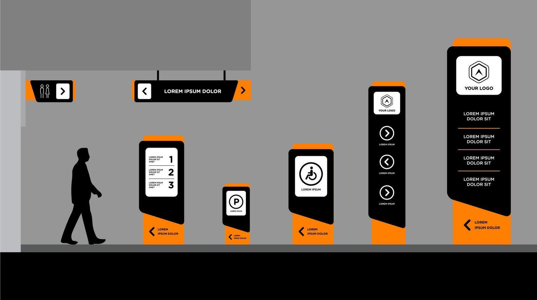 Modern Signage System Design orange vector