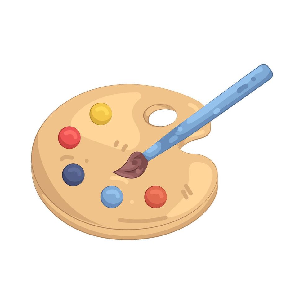 Paint Palette with Paintbrush vector
