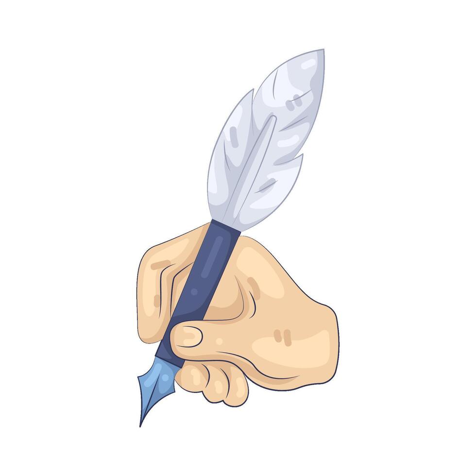 Hand Holding Feather Quill vector