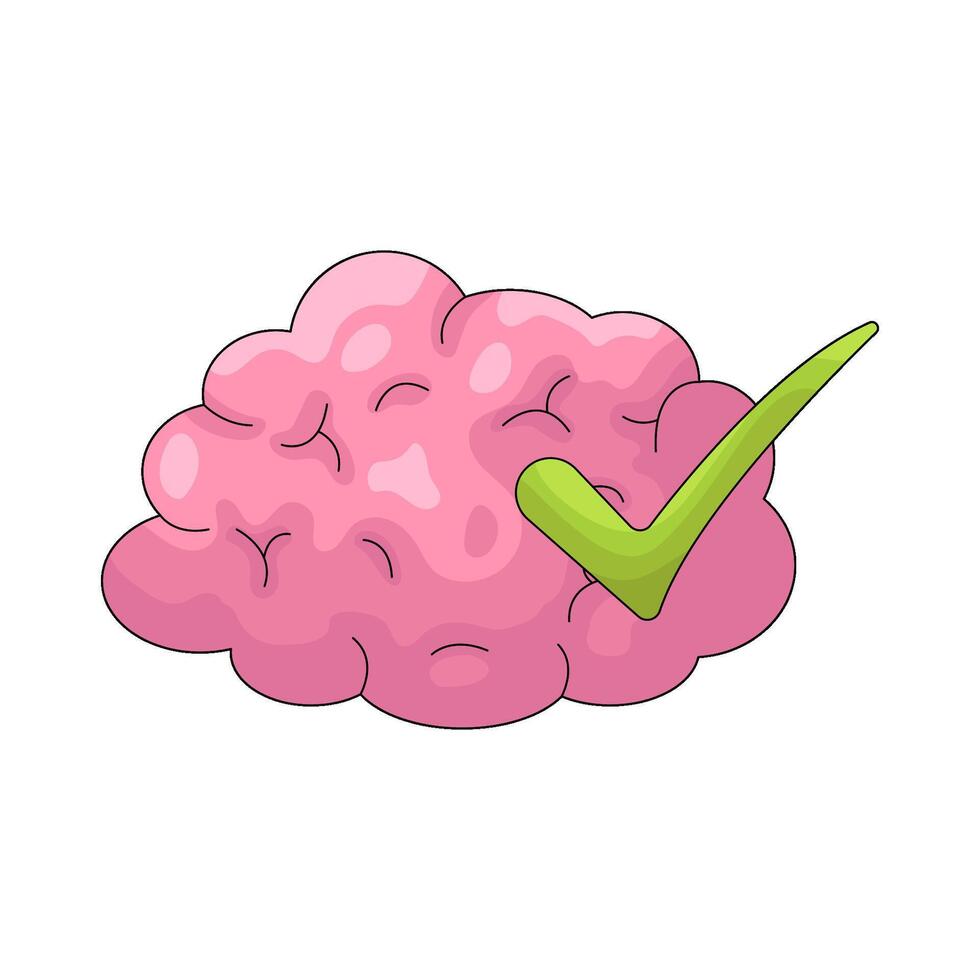 illustration of Brain with checkmark vector