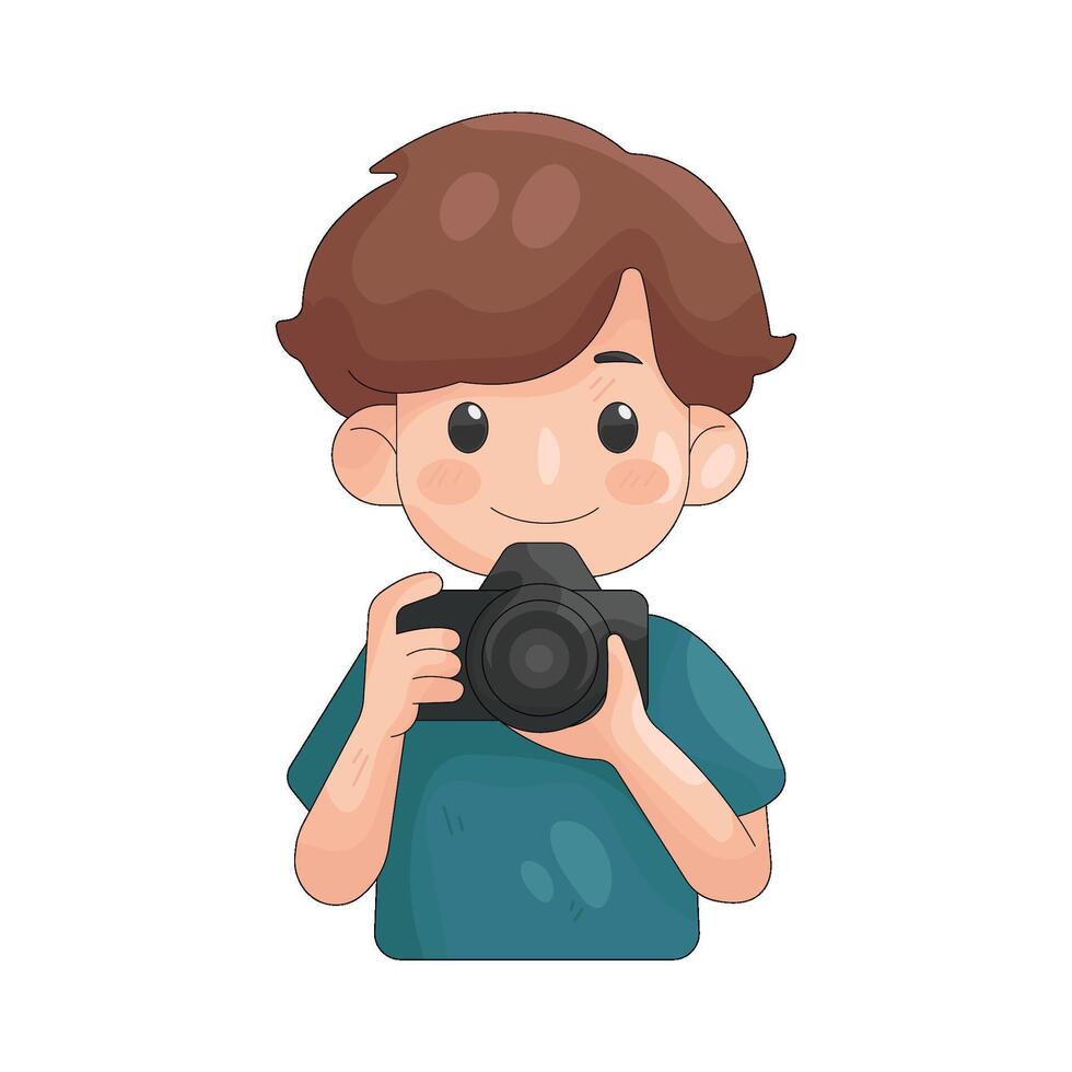 Boy Photographer with Camera vector