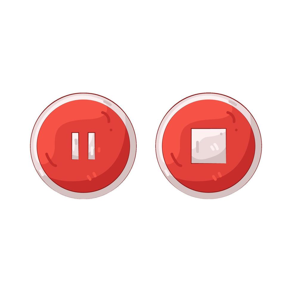 Red Pause and Stop Button vector