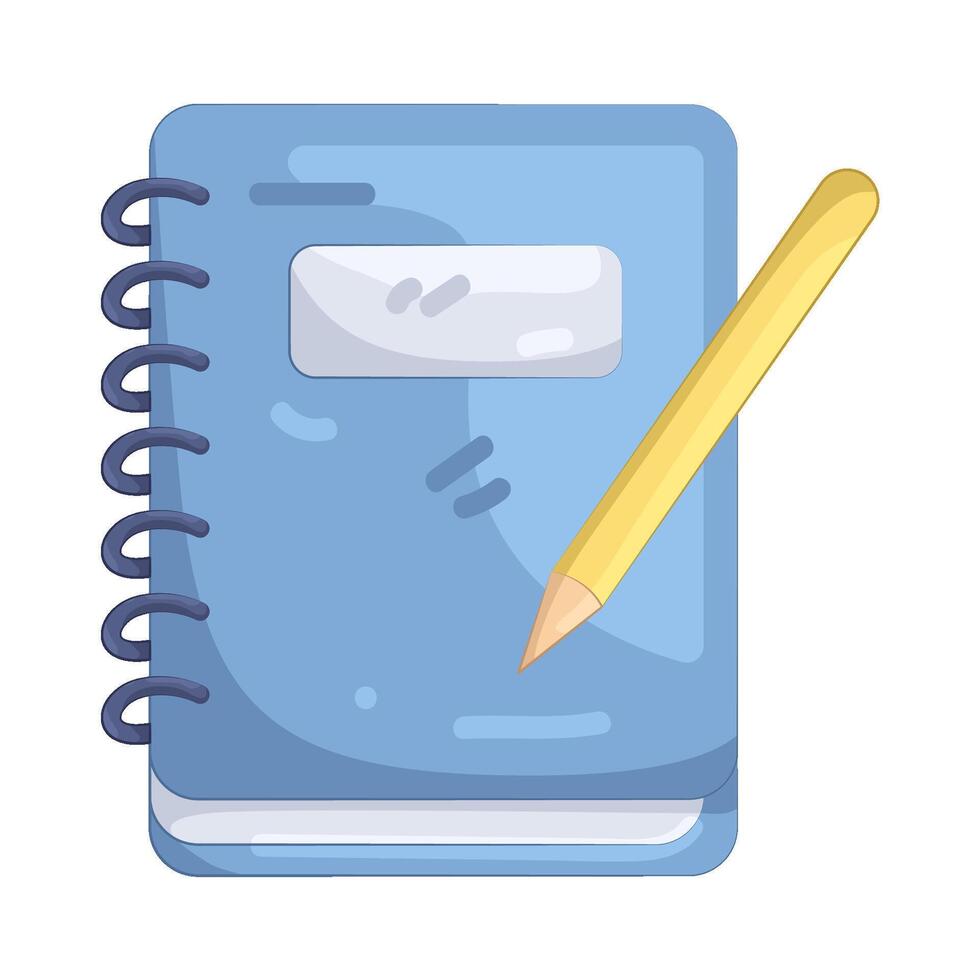 Spiral Notebook and Pencil vector