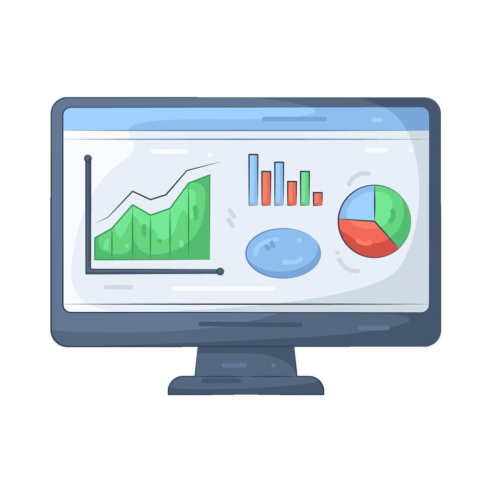 Computer Screen Displaying Data Charts vector