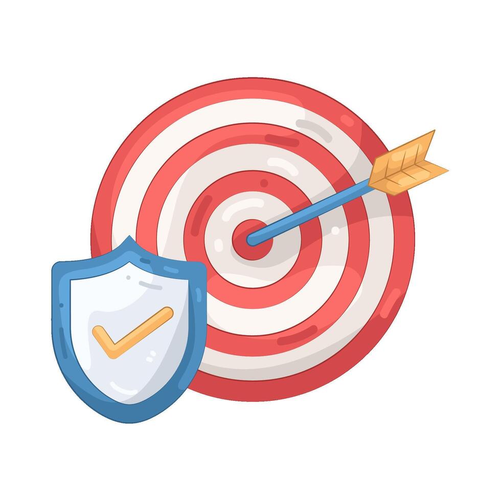 Target with Arrow and Security Shield vector