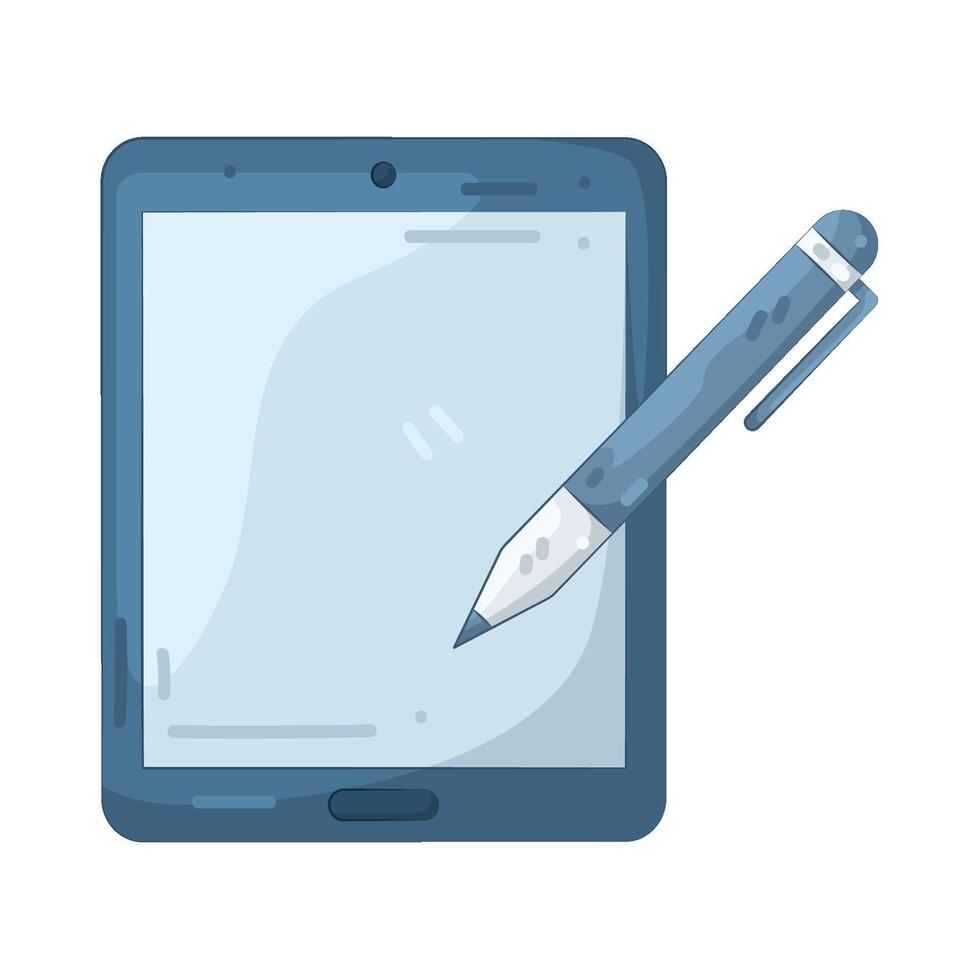 Stylized Tablet with Stylus vector