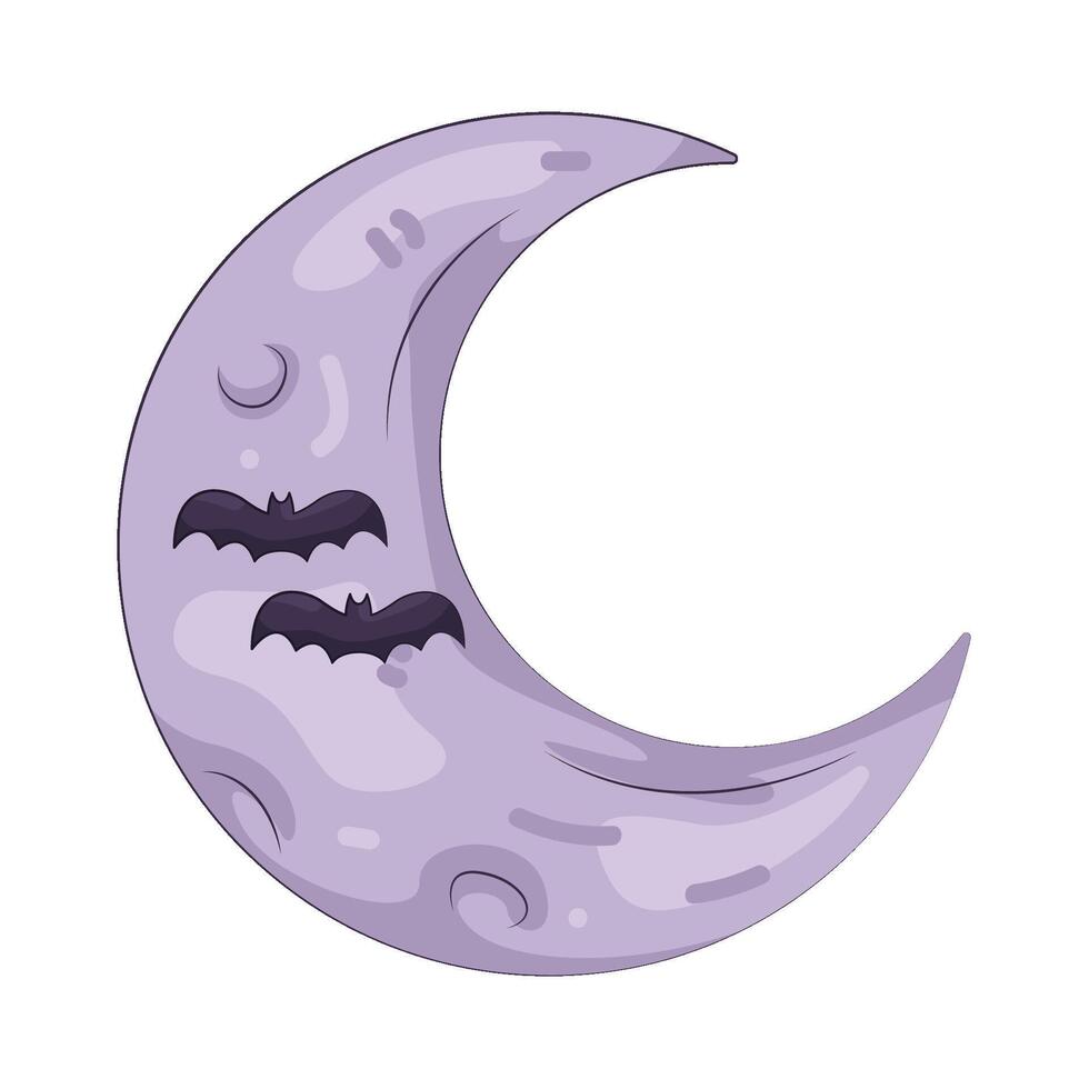 Crescent Moon with Bats vector