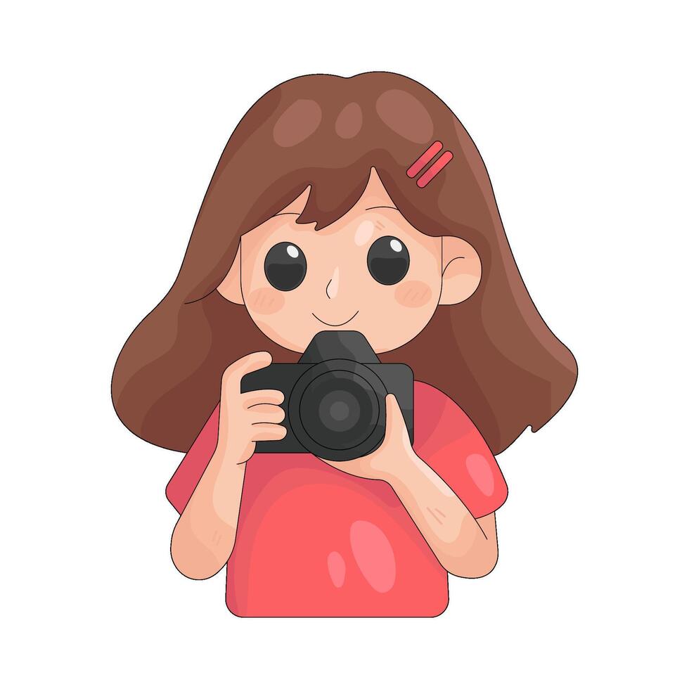 Girl Holding Camera vector