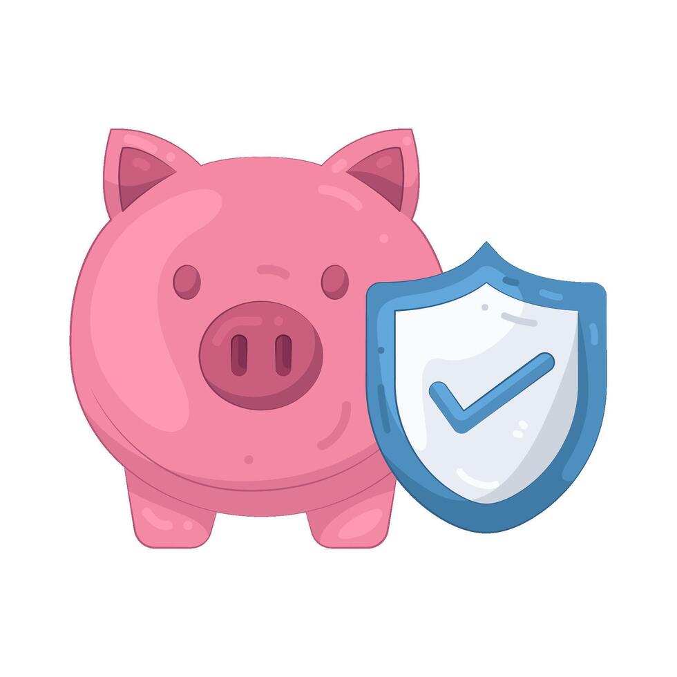 Piggy Bank with Shield vector