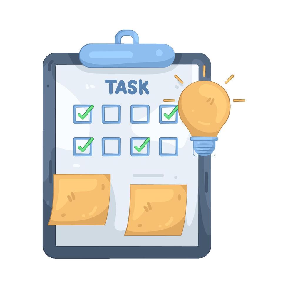 Task Checklist with Lightbulb vector