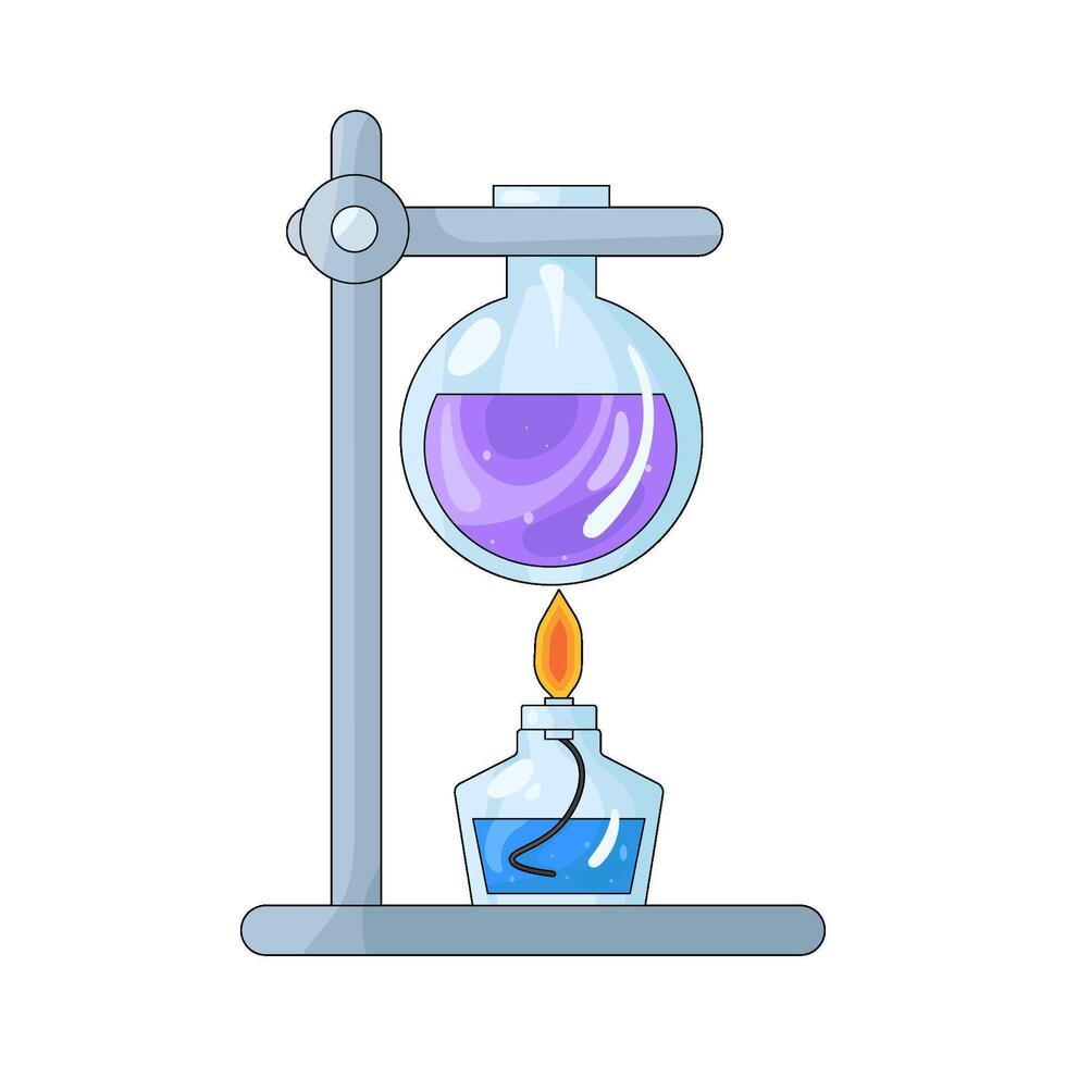 Laboratory Apparatus with Flask and Burner vector