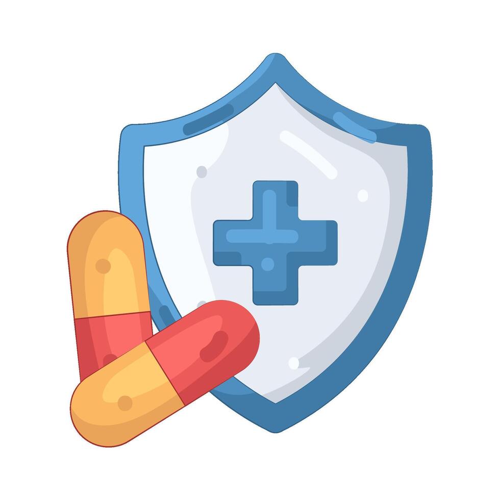 pill with medical shield vector