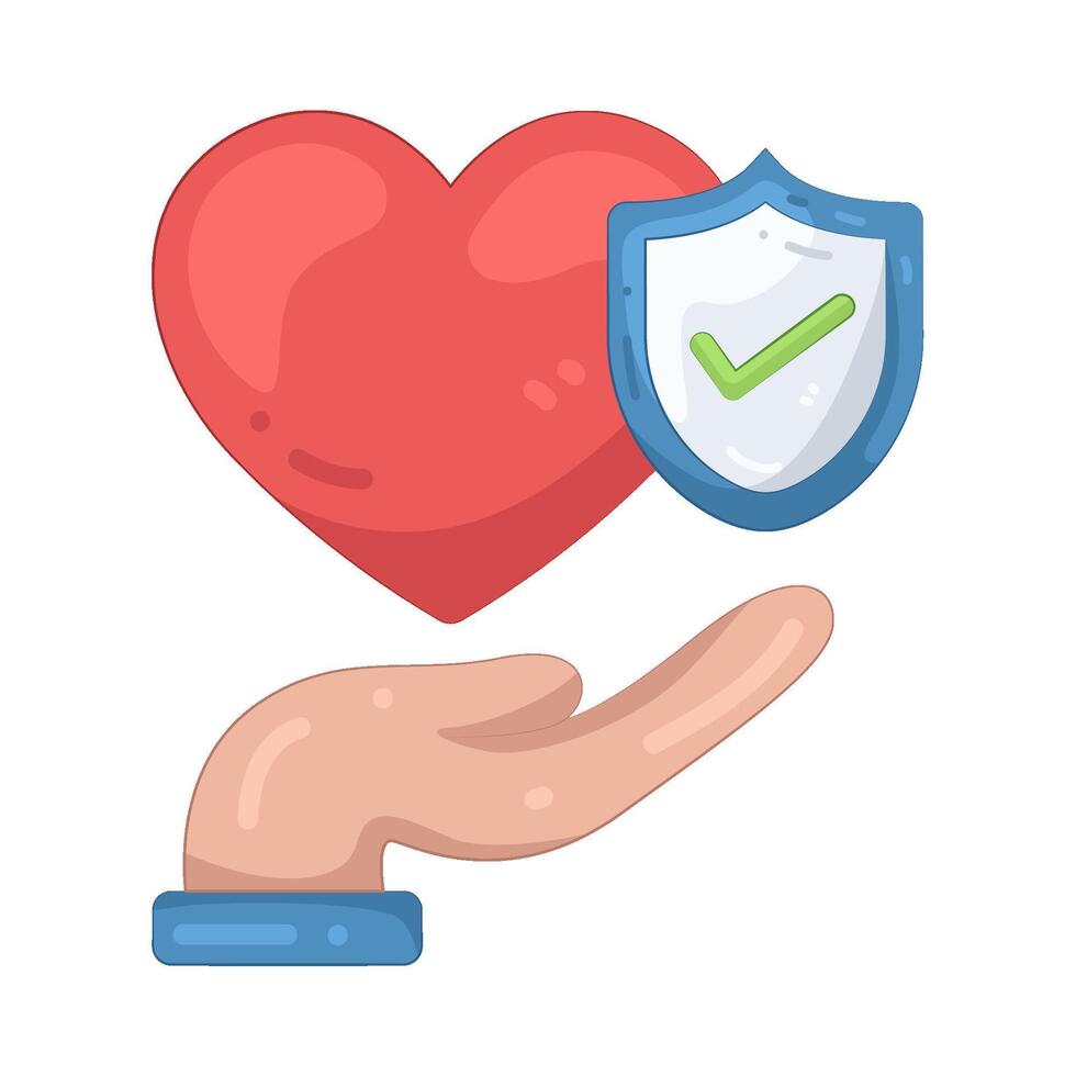 Heart Protected by Insurance Shield vector