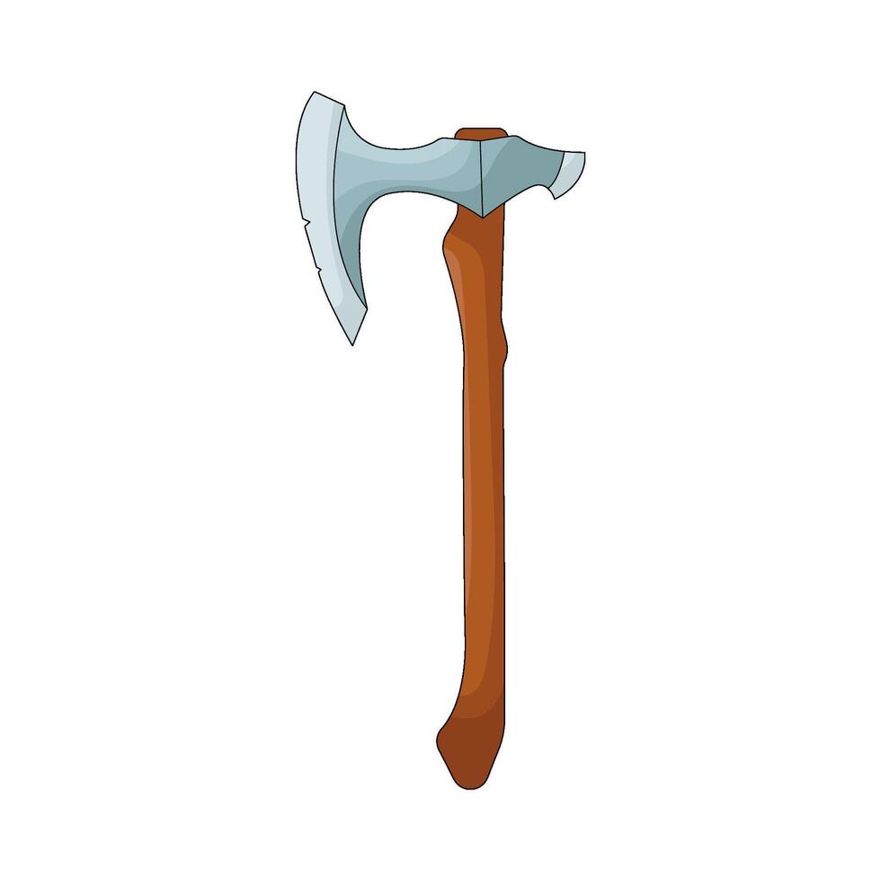 Battle Axe with Wooden Handle vector