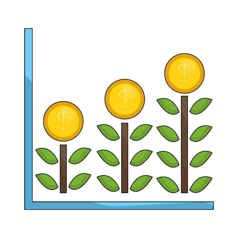 Financial Growth Chart With Coin Flowers vector