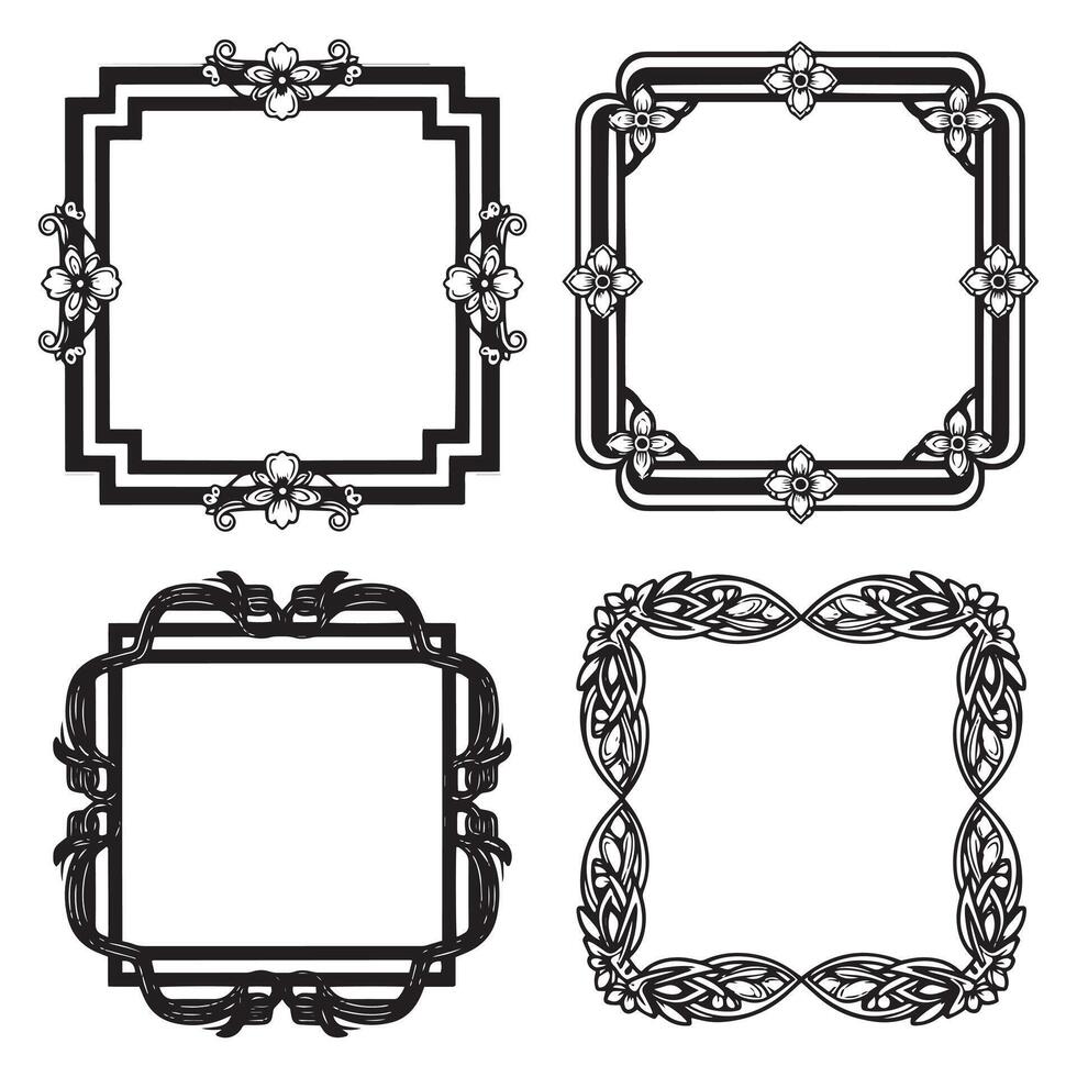 Dreamy Silhouette Floral Borders Decorative Frames vector