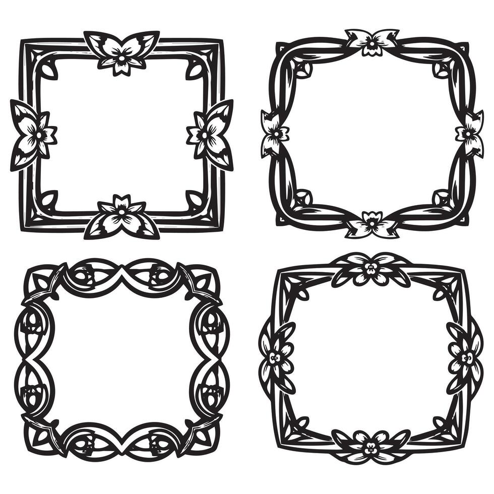 Lush Floral Frames Abundant Decorative Elements Collection vector