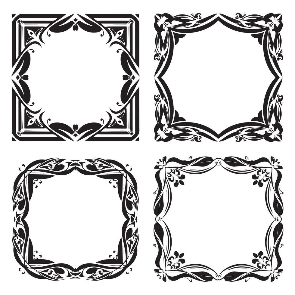 Geometric Floral Borders Contemporary Decorative Outlines vector
