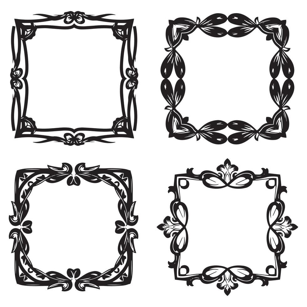 Refined Ornament Floral Frames Decorative Edge Element Collection vector