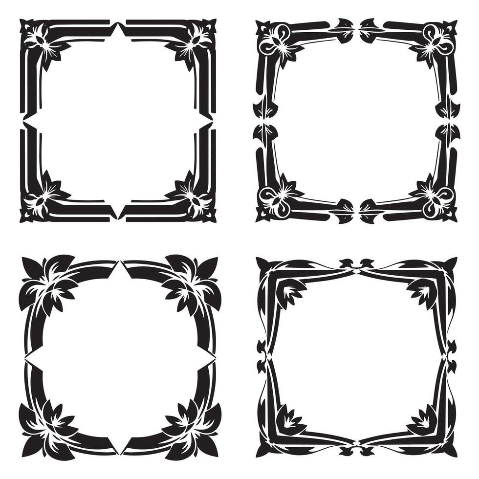 Botanical Sketch Floral Borders Decorative Line Artwork Collection vector