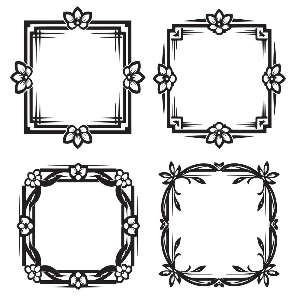 Sophisticated Floral Borders Premium Decorative Frames Set vector