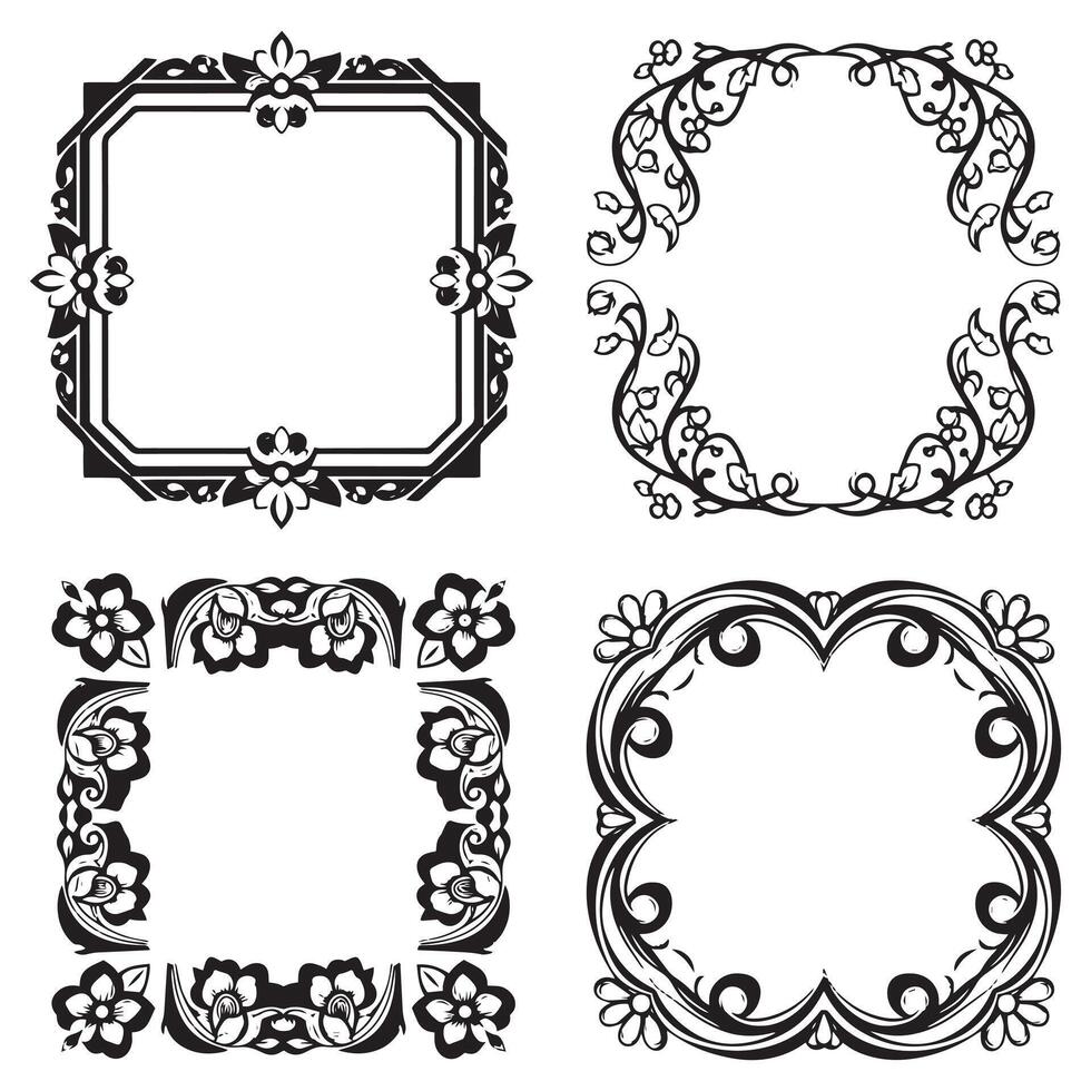Dreamy Floral Borders Soft Decorative Frames vector