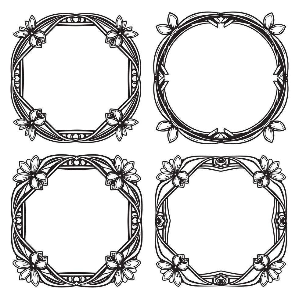 Vibrant Floral Frames Lively Decorative Borders Collection vector