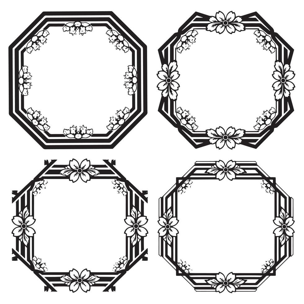 Rustic Floral Borders Planner Decorative Frames Collection vector