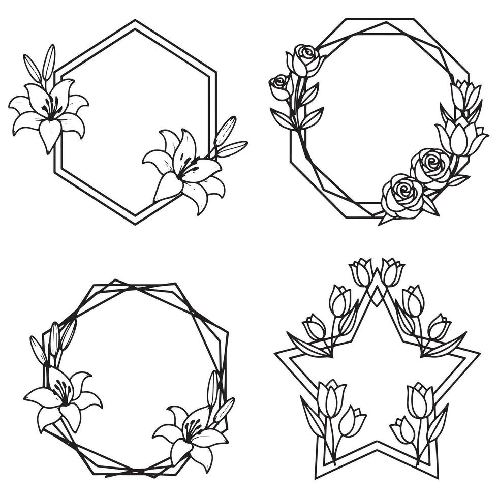 Abstract Floral Frames Creative Decorative Silhouettes vector