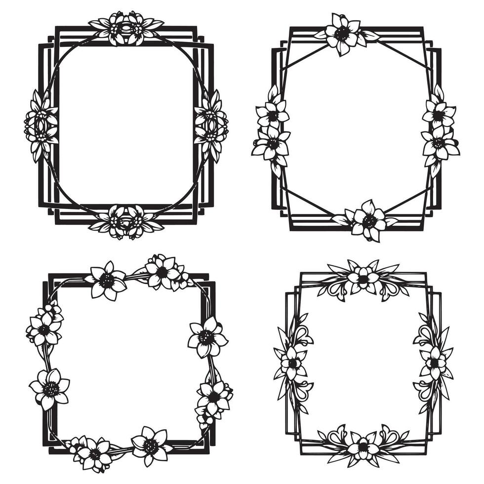 Ornate Floral Frames Label Decorative Borders Set vector