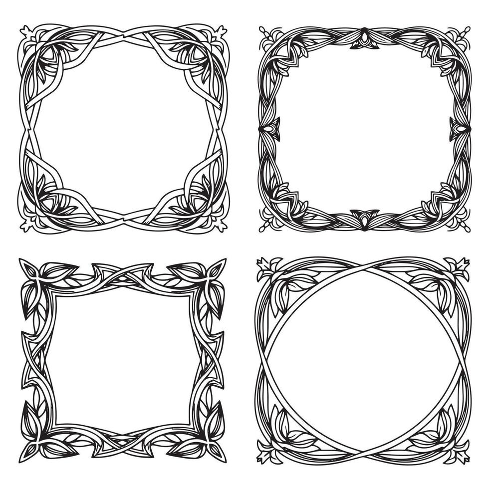 Symmetrical Floral Borders Perfect Decorative Frames Collection vector