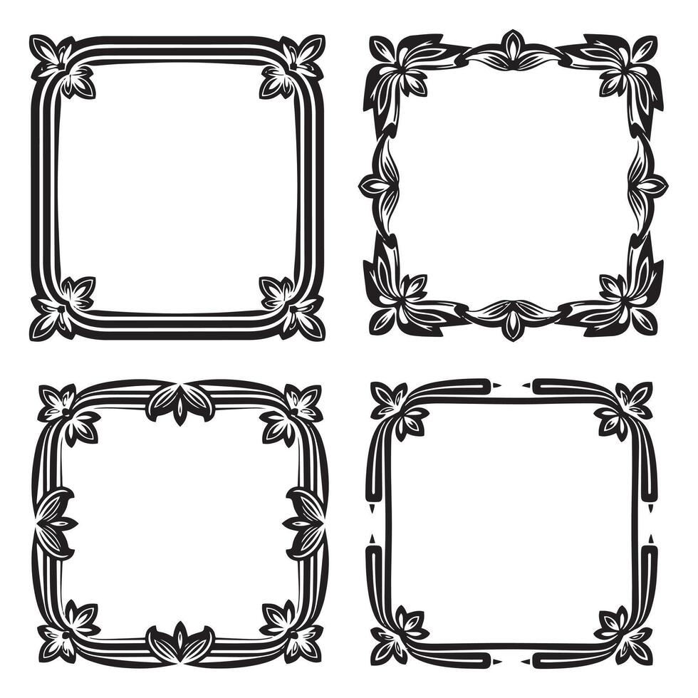 Opulent Floral Borders Lavish Decorative Frames Set vector