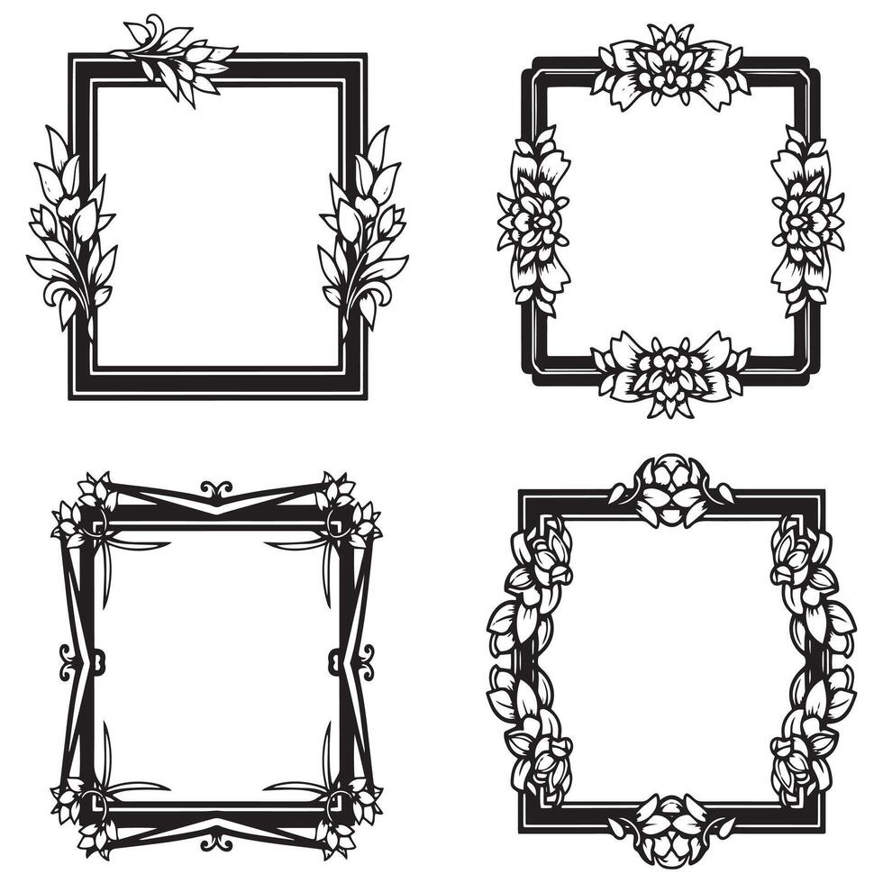 Intricate Swirl Floral Frames Decorative Edge Artwork Collection vector