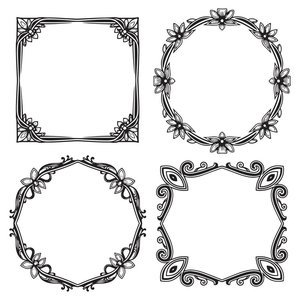 Bold Floral Frames Striking Decorative Borders vector