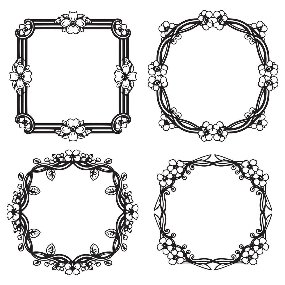 Enchanting Floral Frames Charming Decorative Borders Set vector