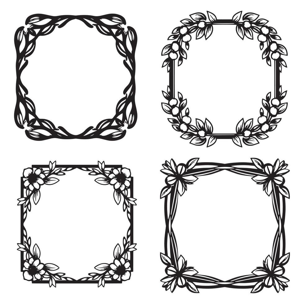 Elegant Floral Frames Decorative Border Accents vector