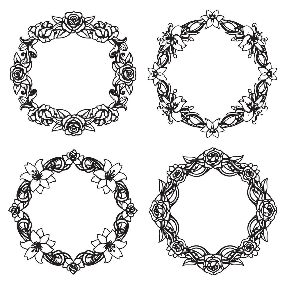 Subtle Floral Borders Gentle Decorative Frames Collection vector