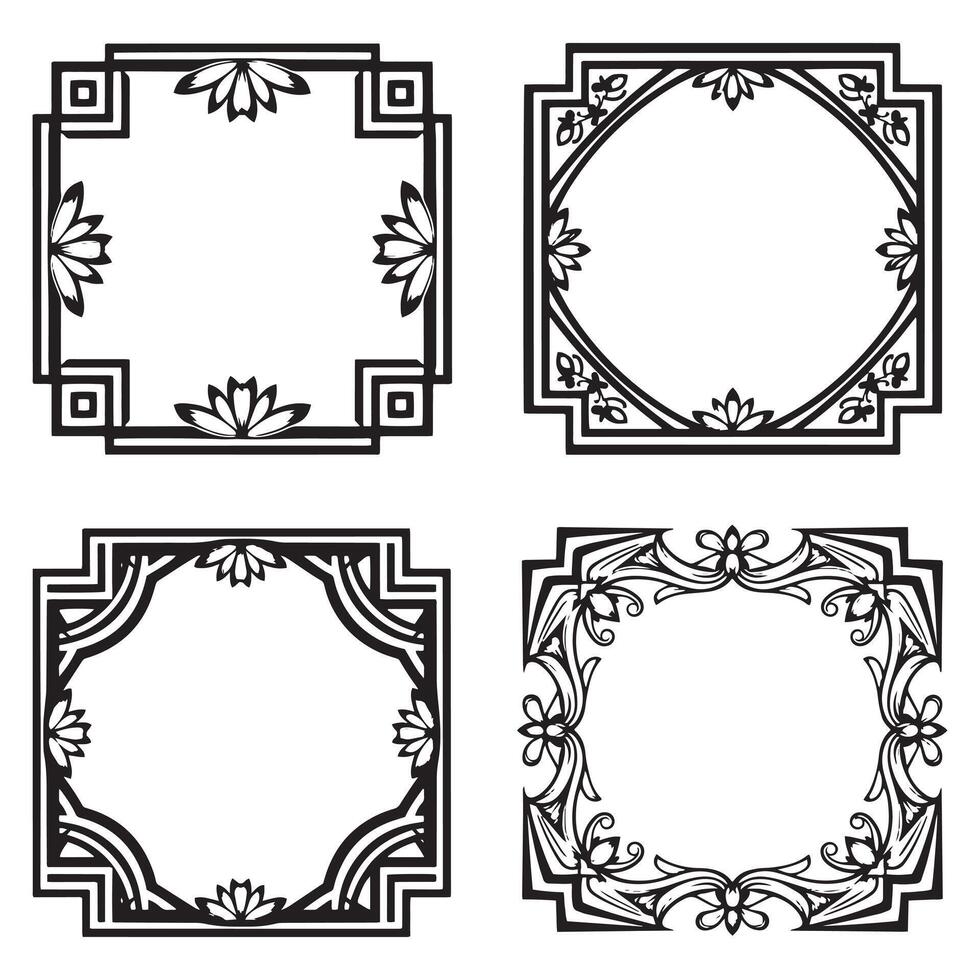 Dreamy Pastel Floral Frames Decorative Borders Set vector