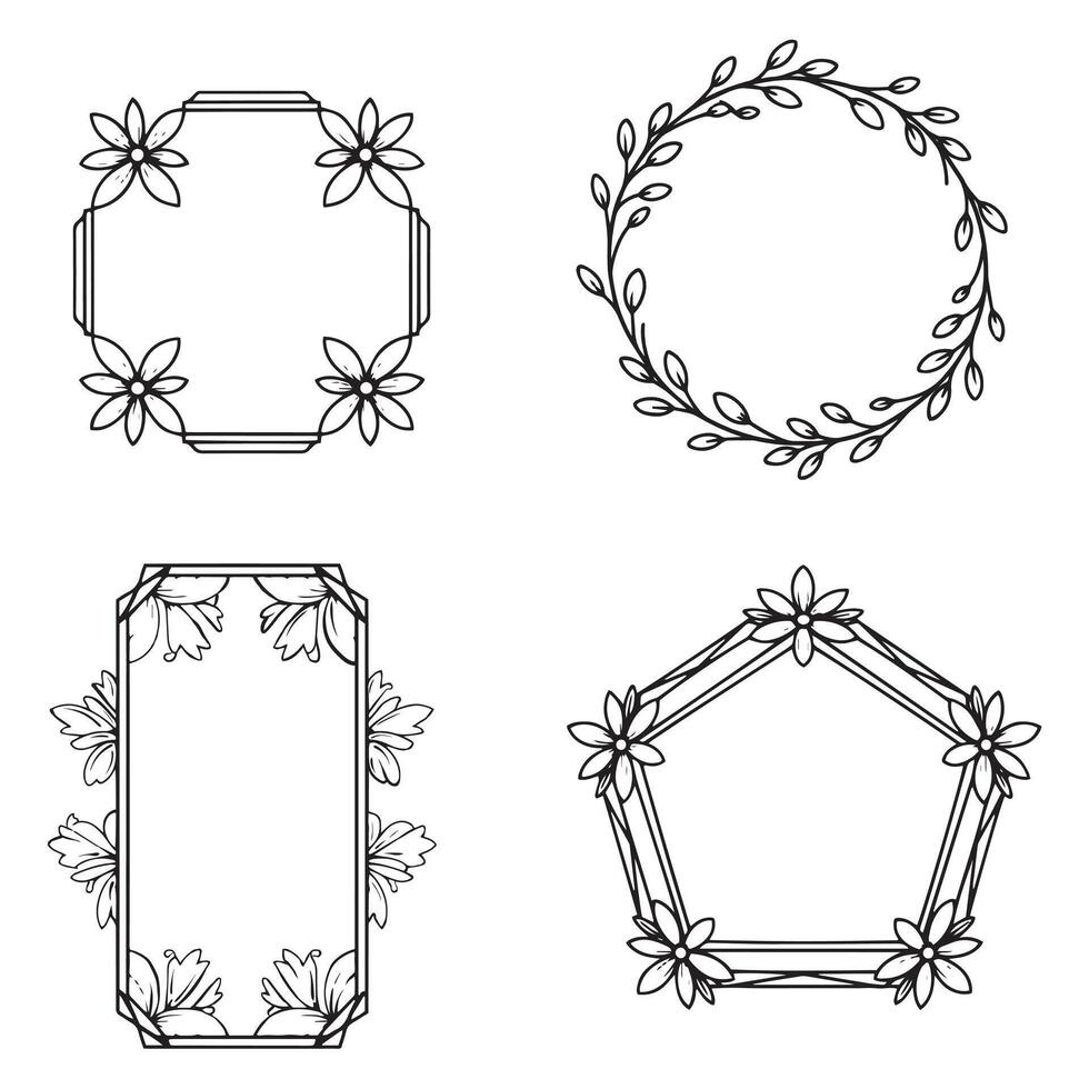 Delicate Side Floral Borders Decorative Line Element Set vector