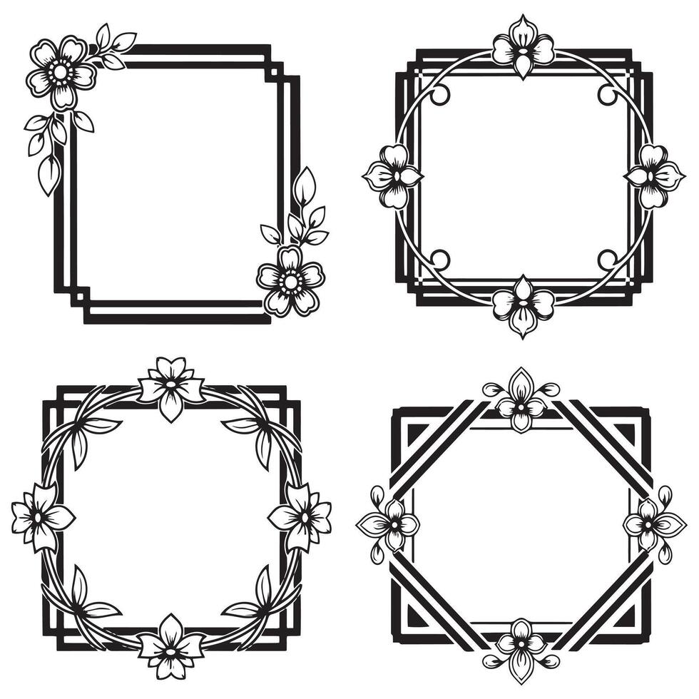 Timeless Bloom Floral Frames Decorative Borders vector
