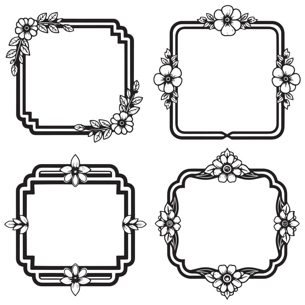 Serene Floral Frames Calm Decorative Borders vector