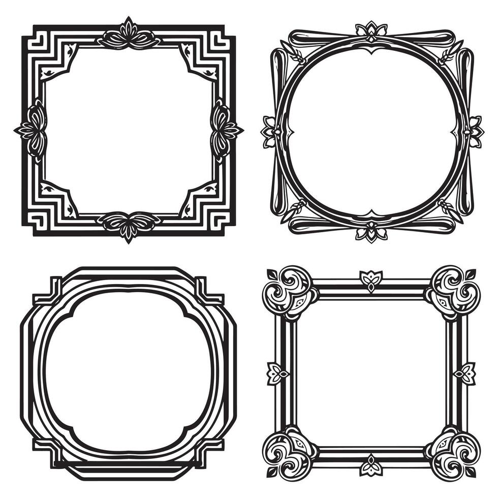 Victorian Scroll Floral Frames Decorative Edge Design vector