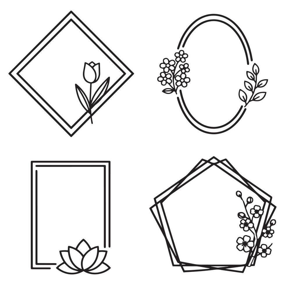 Art Deco Floral Frames Retro Decorative Graphics vector