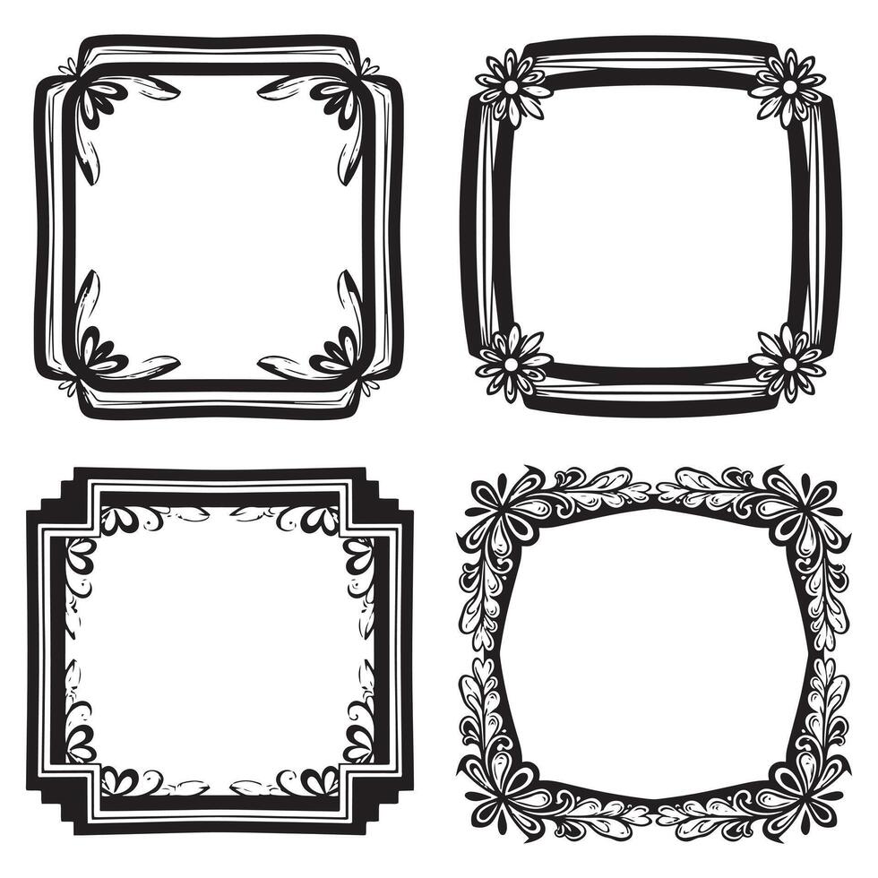 Abstract Floral Frames Imaginative Decorative Borders vector