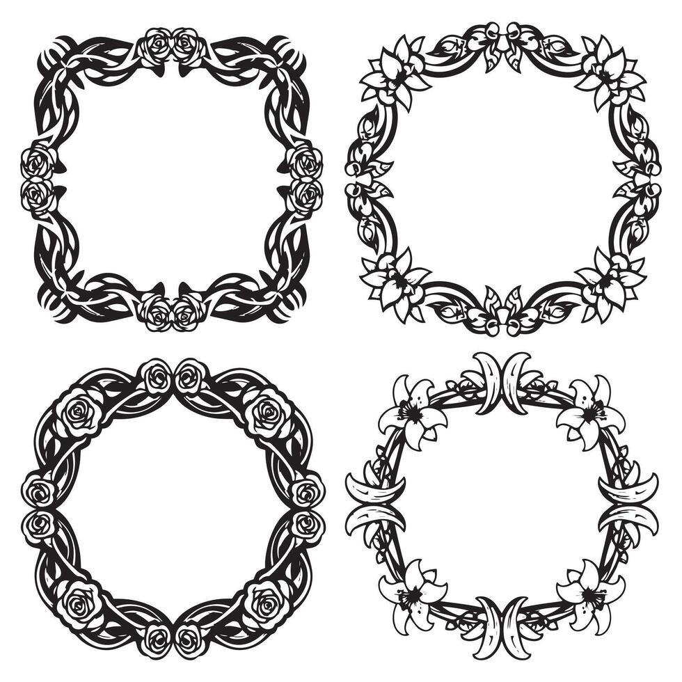 Modern Floral Frames Stylish Decorative Elements vector