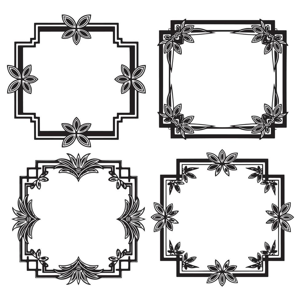 Sophisticated Floral Frames Premium Decorative Textures Collection vector