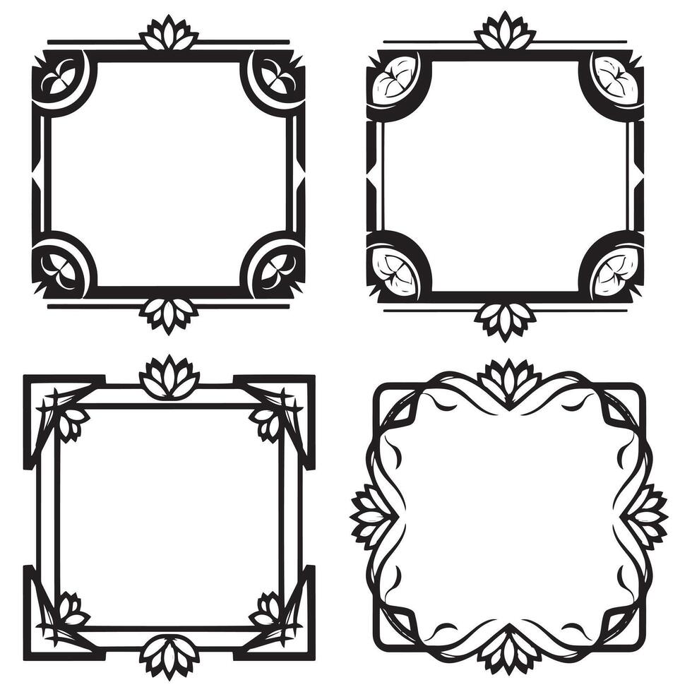 Delicate Side Floral Borders Decorative Line Element vector