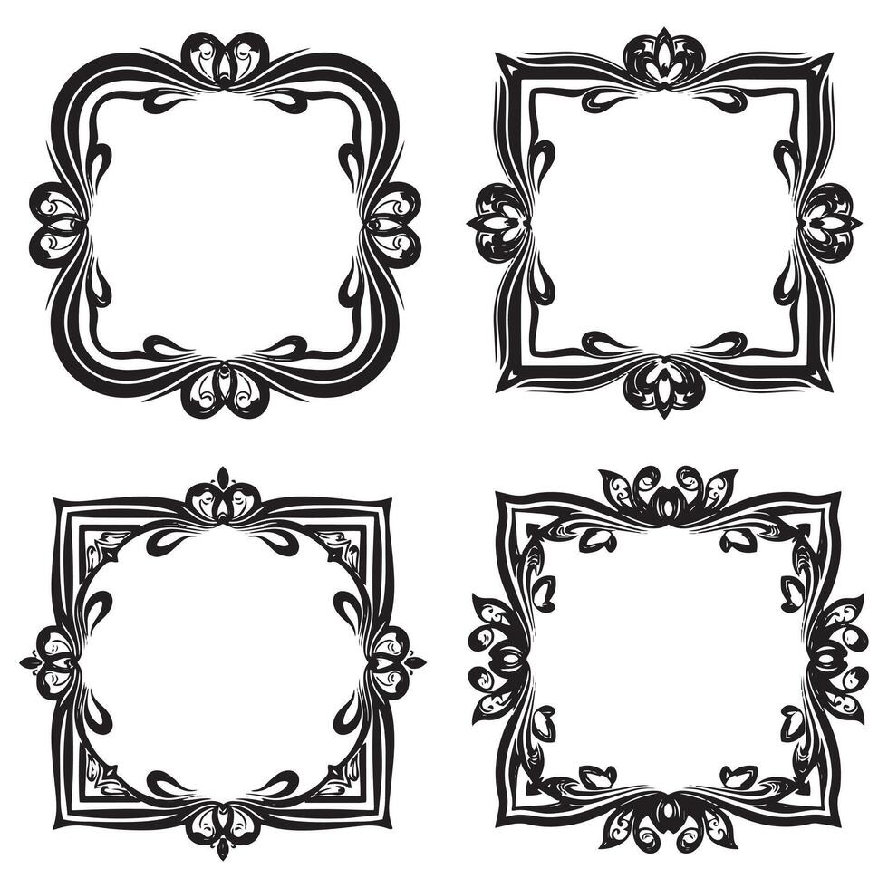 Timeless Floral Frames Minimalist Decorative Lines Set vector