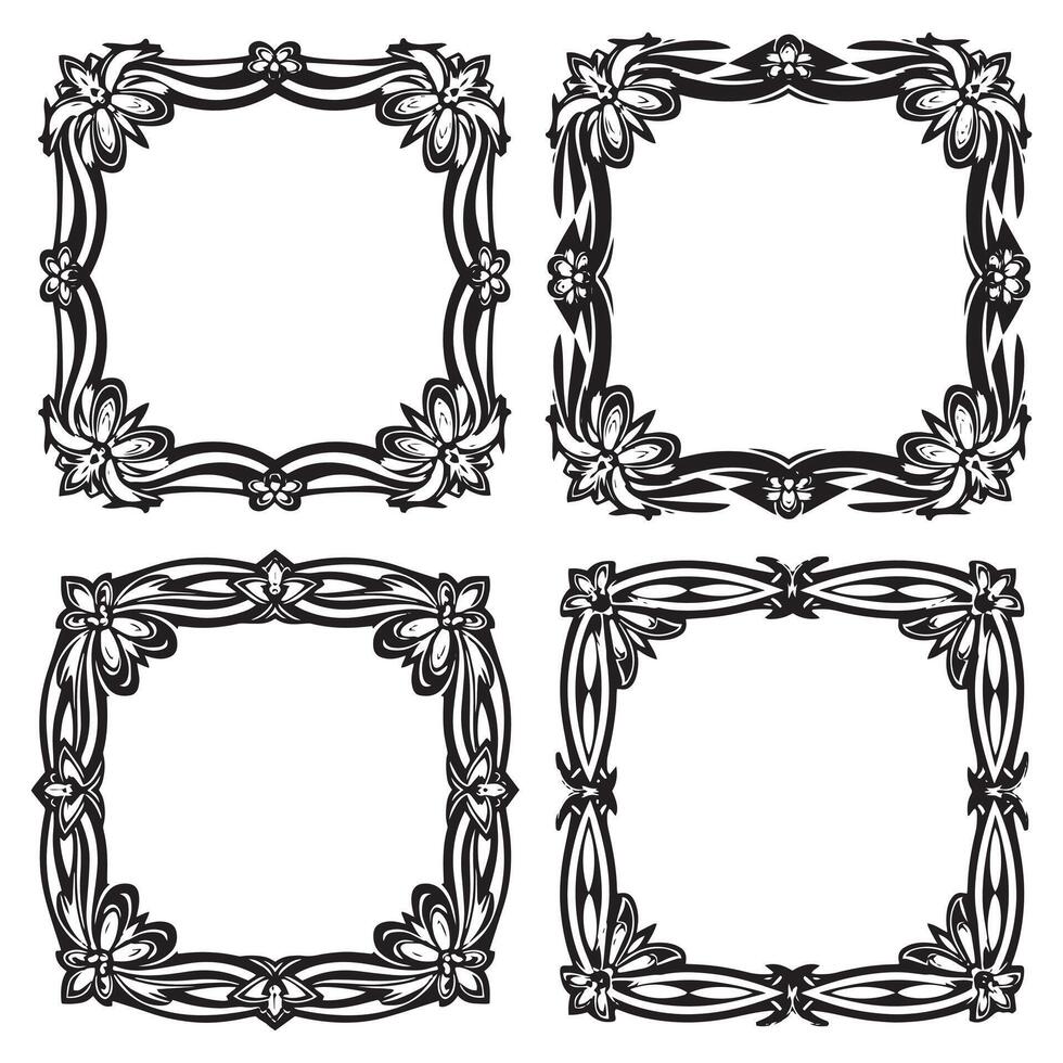 Abstract Floral Frames Creative Decorative Artwork vector